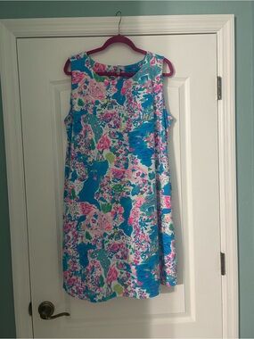 Lulu-B Teal, Pink & White Sleeveless Shift Dress